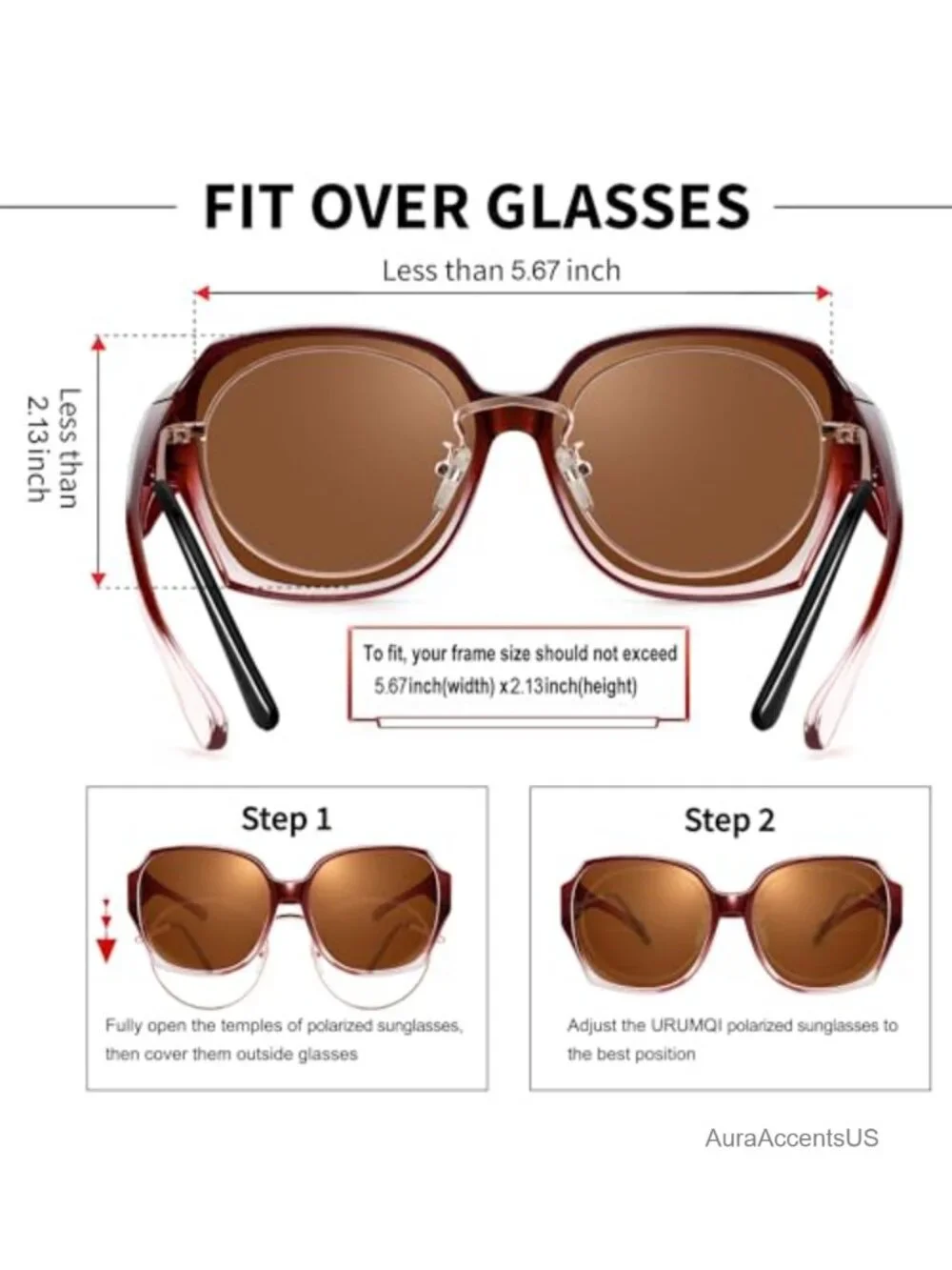 Polarized Fit Over Glasses Sunglasses UV400 Square Full Frame TR90 TAC Lens